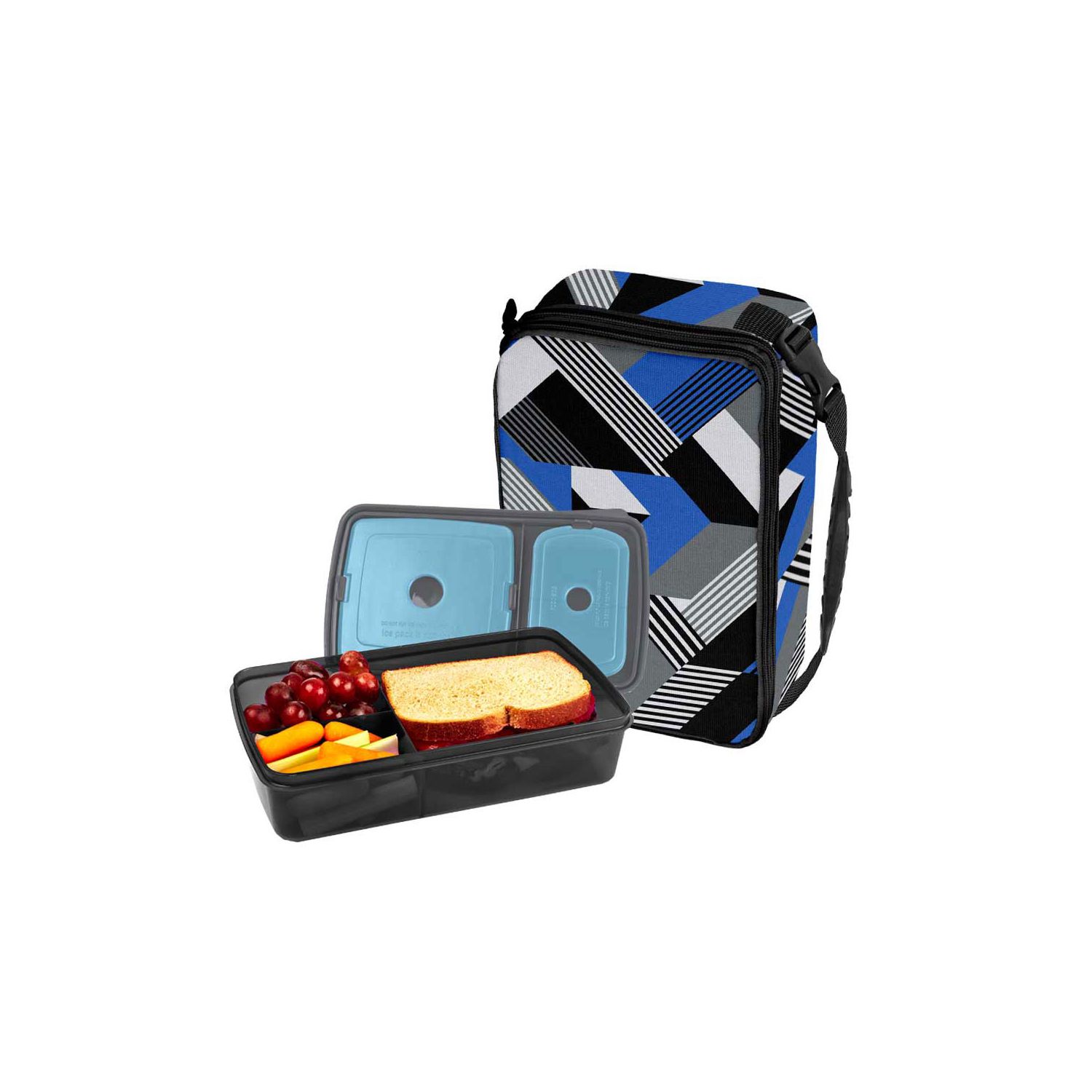 Fit & Fresh Bento Lunch Set, Blue Active Stripes