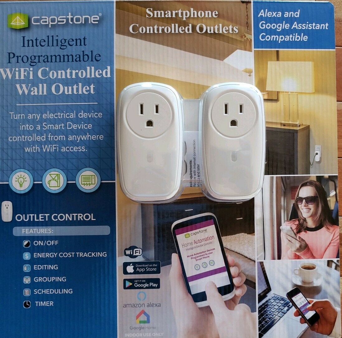 Capstone Intelligent Programmable WiFi Controlled Wall Outlets 2Pack