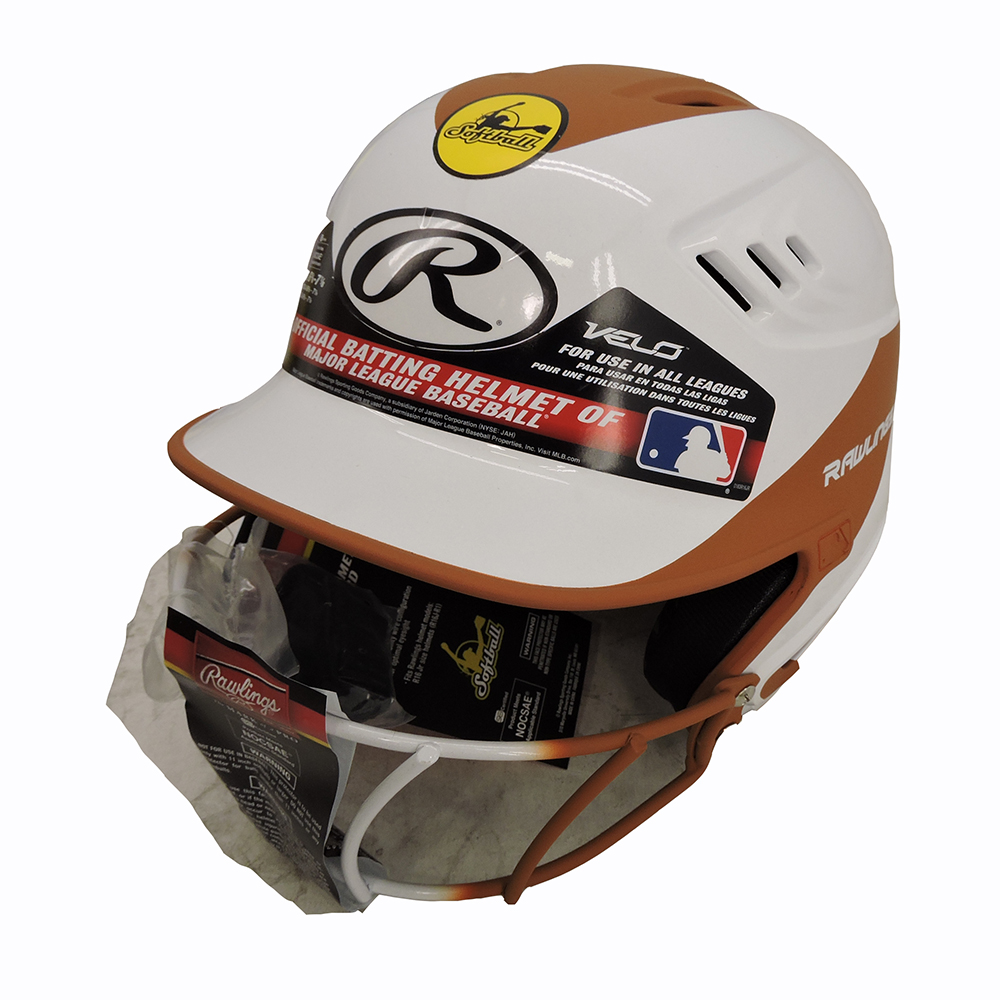 RAWLINGS Velo Junior 2Tone Softball Batting Helmet with Faceguard