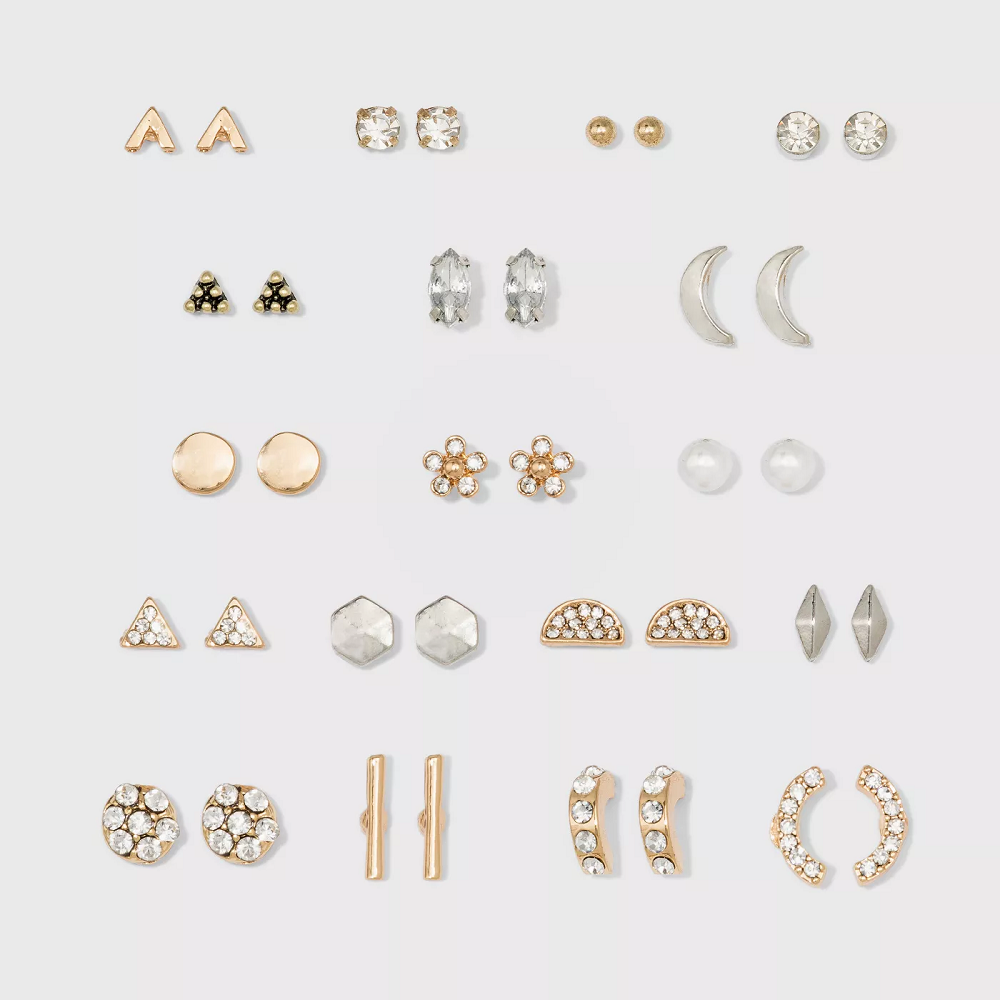 WILD FABLE Acrylic Stones, Multi Plate, Multi Color Paint Multipack Earring Set 18pc