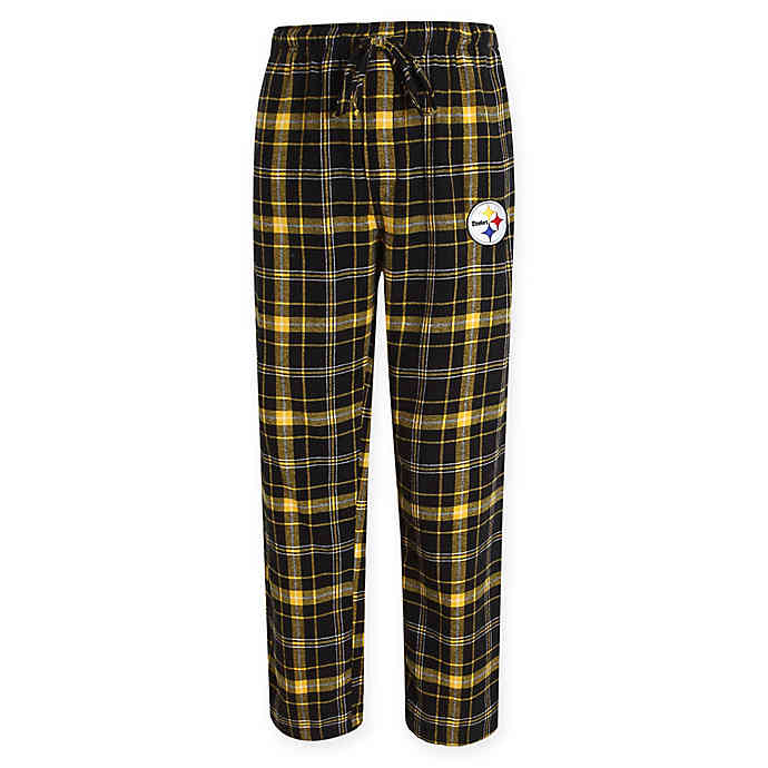 NFL Pittsburgh Steelers Men's Large Flannel Plaid Pajama Pant with Left Leg Team Logo