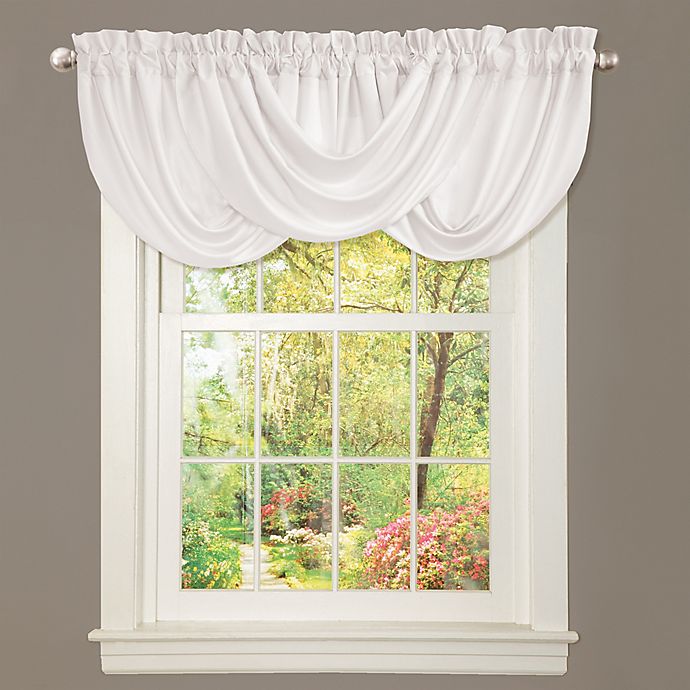 LUSH DECOR Lucia Draped Rod Pocket Window Valance in White