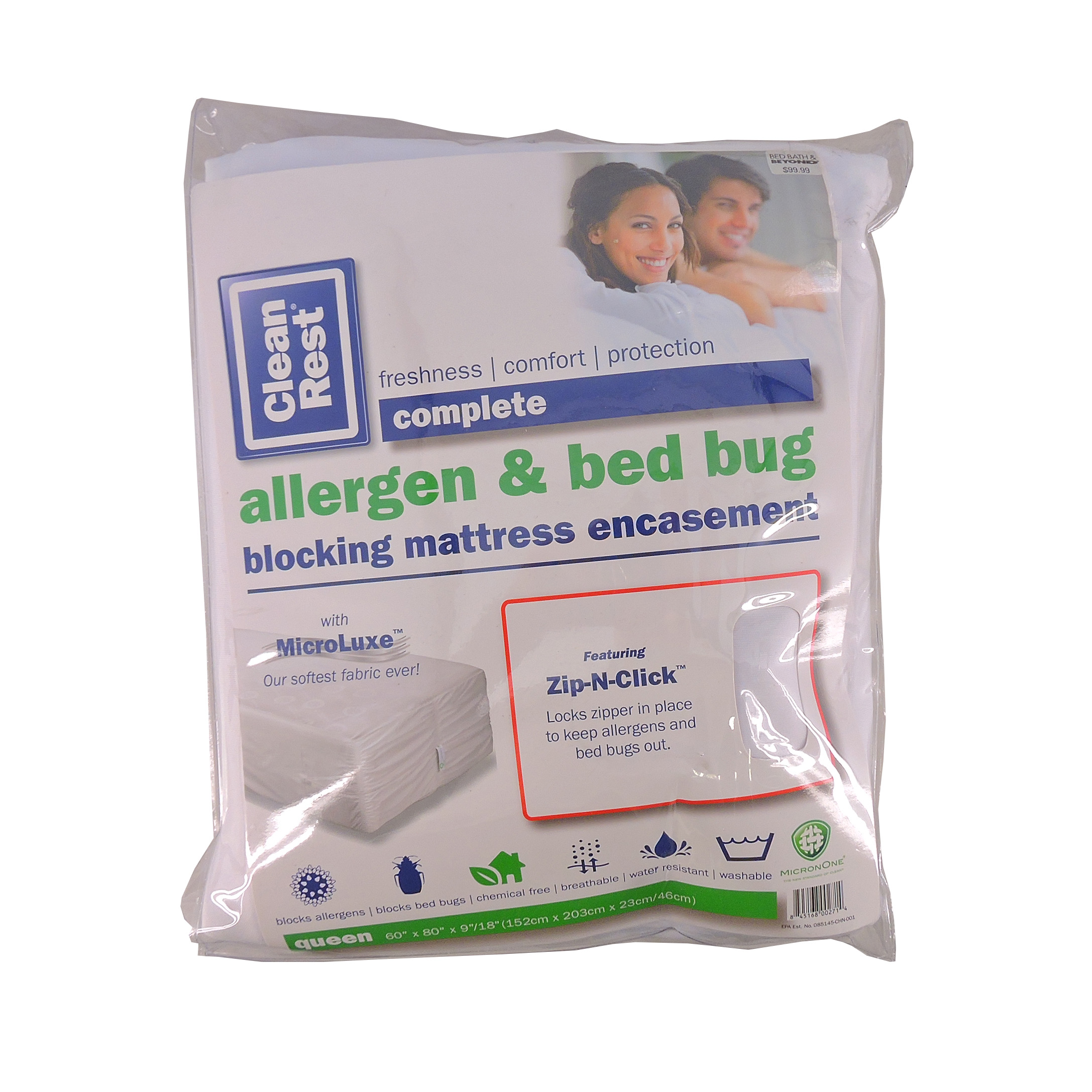 Clean Rest Premium WaterResistant, Allergy and Bed Bug Blocking Mattress Encasement, Full