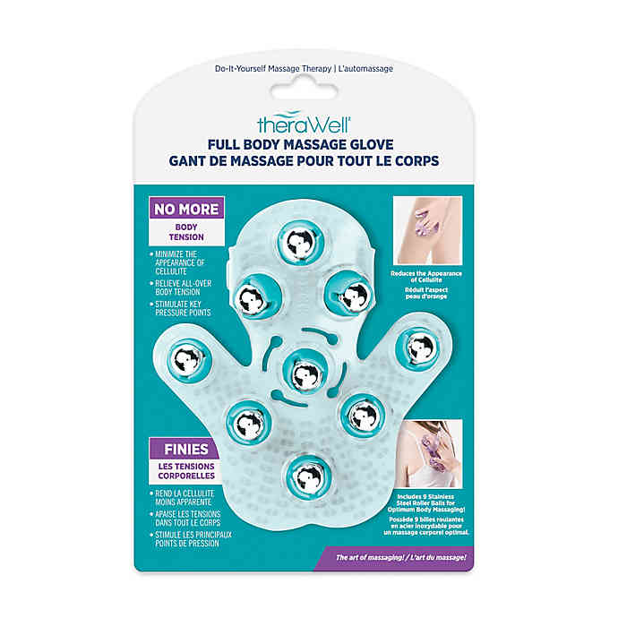 THERAWELL DIY Message Therapy Body Massaging Roller Glove In Blue/Teal