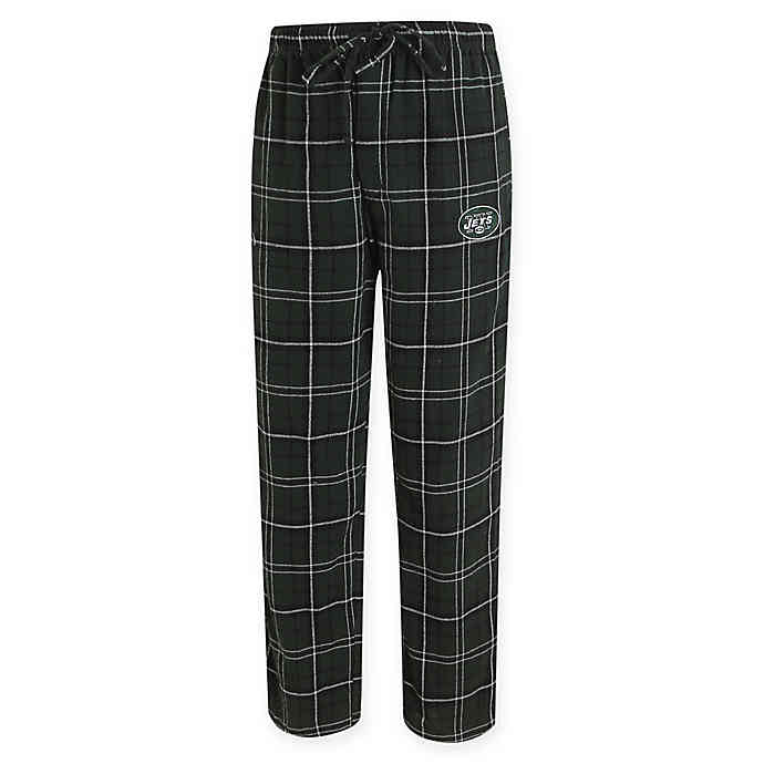 NFL New York Jets Men's S/M Flannel Plaid Pajama Pant with Left Leg Team Logo
