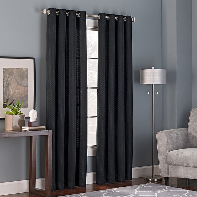 DESIGN SOLUTIONS Bianca 84Inch Grommet Top Window Curtain Panel in Black