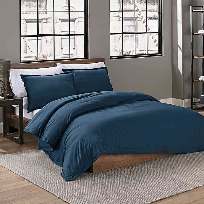 GARMENT WASHED Solid Full/Queen Duvet Cover Set in Peacock