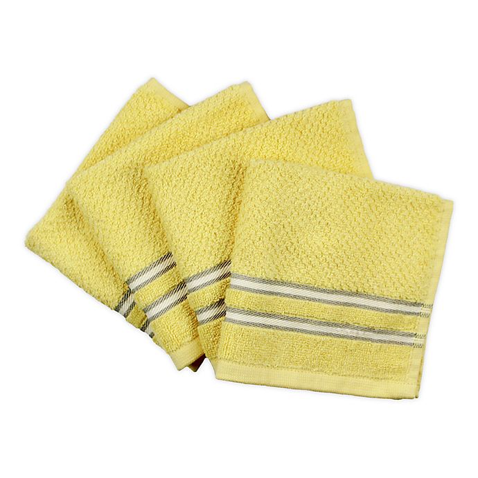 FRESHEE Stripe Dish Cloths in Yellow (Set of 4)