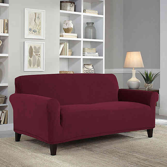 PERFECT FIT NeverWet Luxury Loveseat Slipcover in Garnet