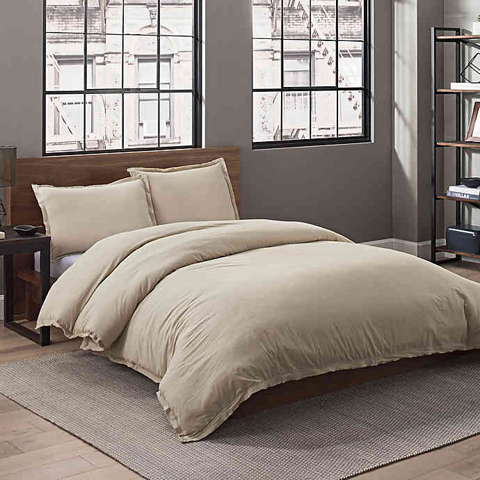 GARMENT WASHED Solid Twin Duvet Cover Set in Dune