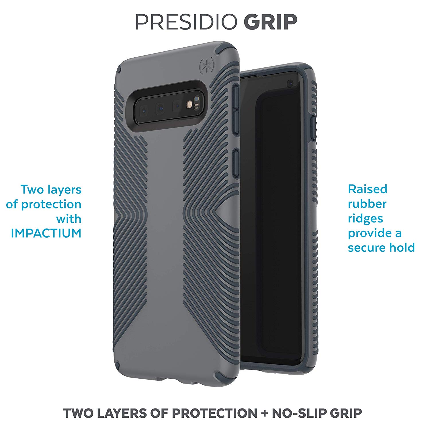 Speck Products Compatible Phone Case for Samsung Galaxy S10, Presidio Grip Case, Graphite Grey/Charcoal Grey