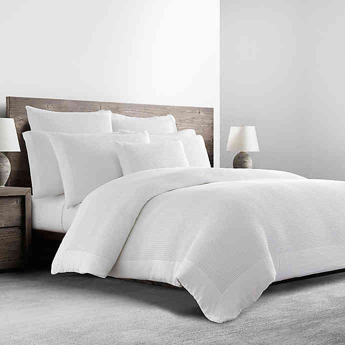 KASSATEX Mercer GarmentWashed Full Queen Duvet Cover in White