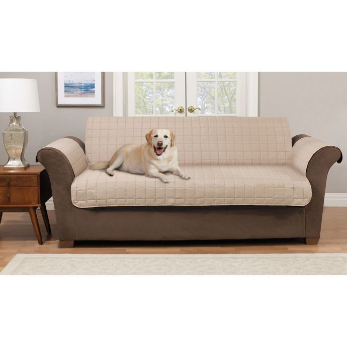 PAWSLIFE Reversible Plush Quilt Sofa Furniture Cover Taupe/Brown