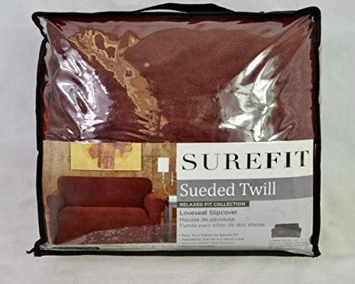 SURE FIT Sueded Twill Relaxed Fit Collection Loveseat Cover Sangria