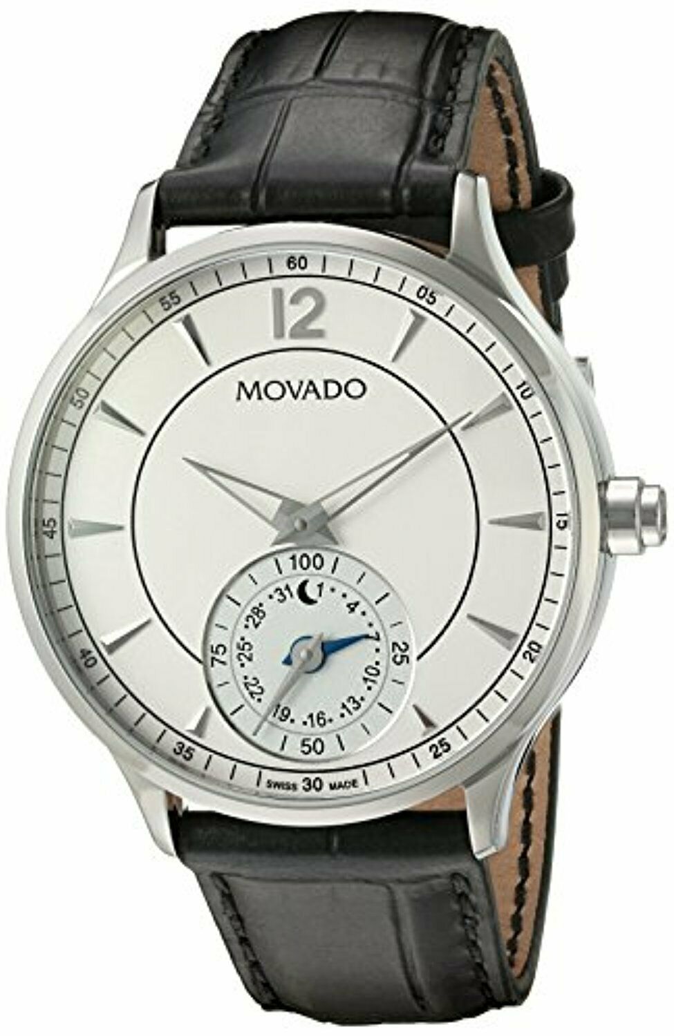 MOVADO 0660007 Men's Black Leather Strap Beige Dial Smartwatch