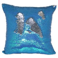 Sequin Mermaid Square Throw Pillow in Teal