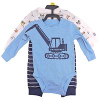 Carter's Baby Girl 3 Piece Constructions Bodysuits and Pants Set in Navy Blue White, Size 6M
