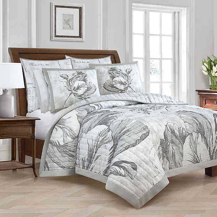 NEW YORK BOTANICAL GARDEN MERIAN TULIP TWIN QUILT IN NATURAL