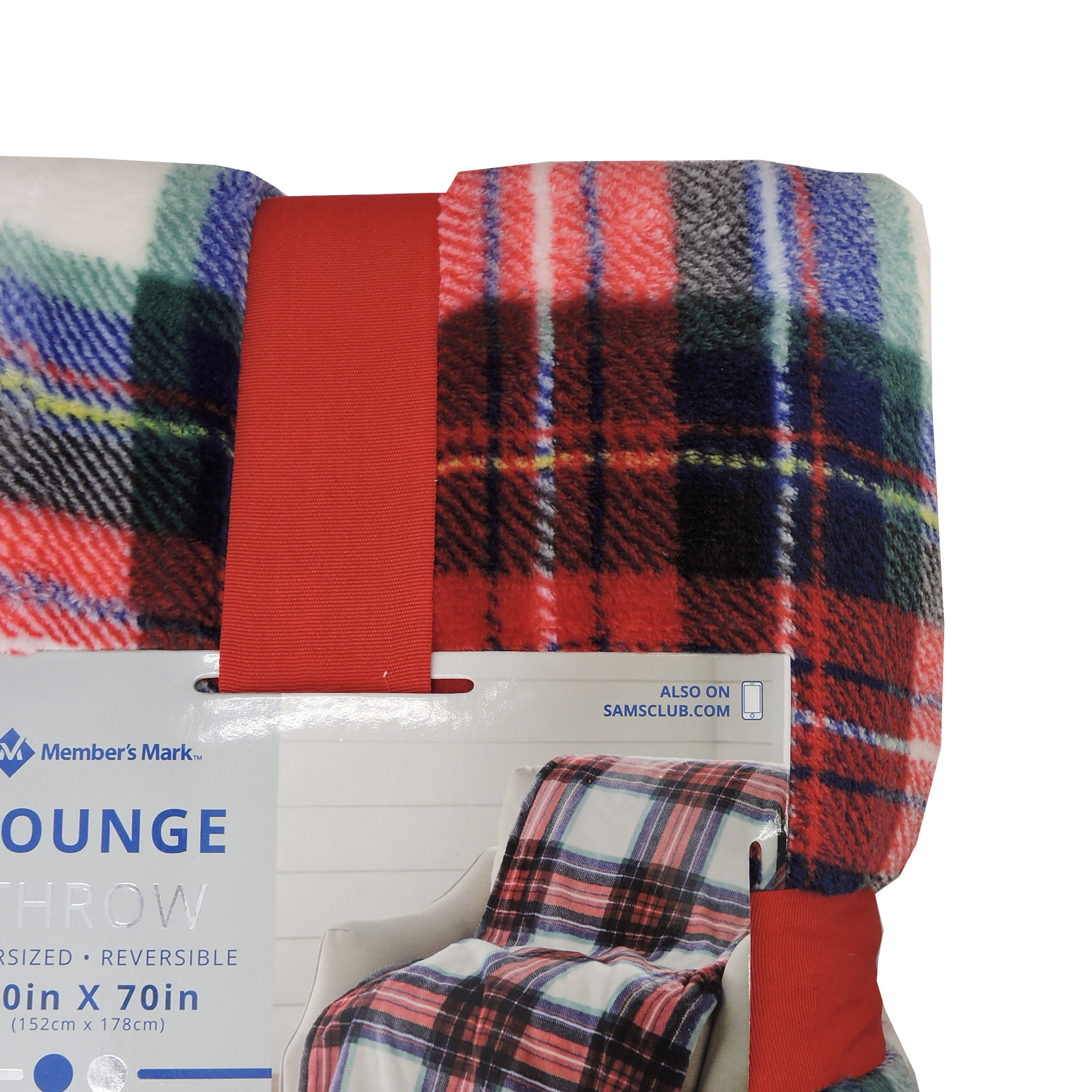 Members's Mark Lounge Throw Blanket Oversized Reversible in Royal Stewart