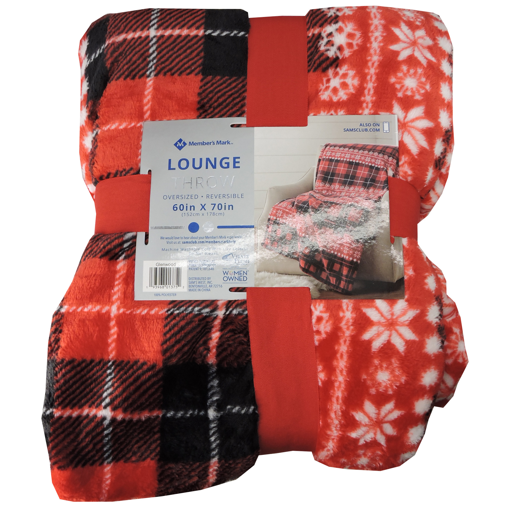 Members's Mark Lounge Throw Blanket Oversized Reversible in Gleenwood