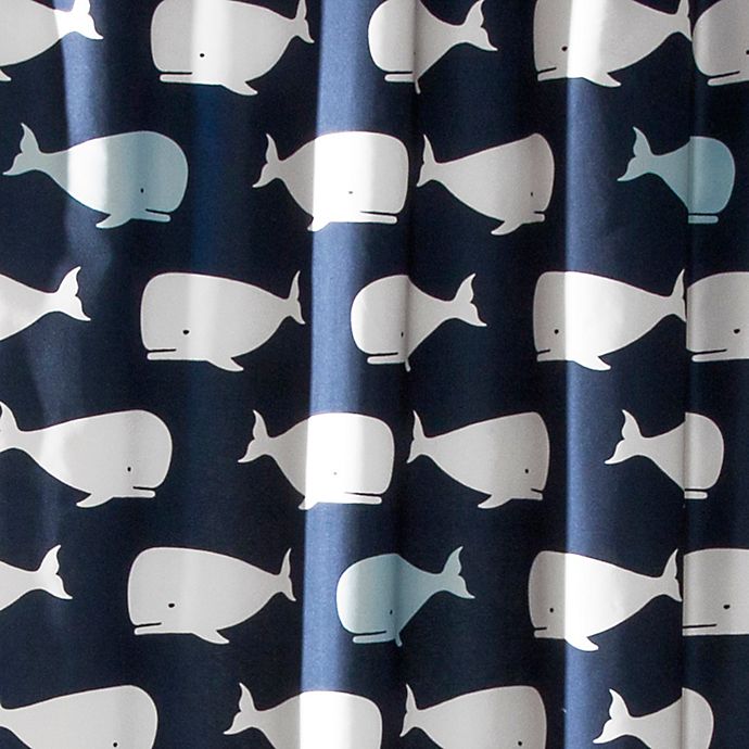 LUSH DECOR Whale Shower Curtain in Navy