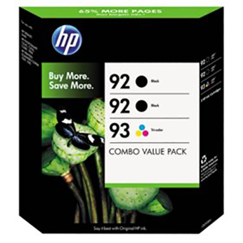 HP 92/92/93 Original Ink Cartridge, Black/TriColor (3 pk., 220 Page Yield)