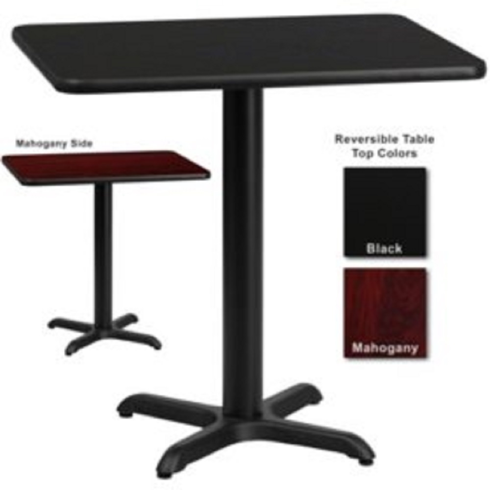 Flash Furniture Rectangular Hospitality Table in Black/Mahogany (24 x 30 inch, 6Pack)