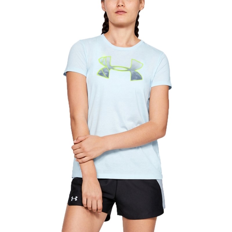 Under Armour Womens Active Sportstyle Logo Graphic Crew Shirt in Neon Grey, Size Large
