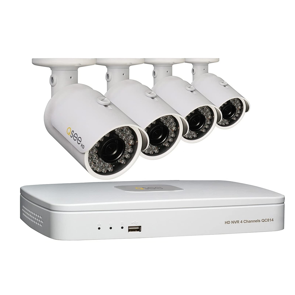 QSee 4 Channel HD Security System with 1TB Hard Drive, 4 720p IP Cameras and 10
