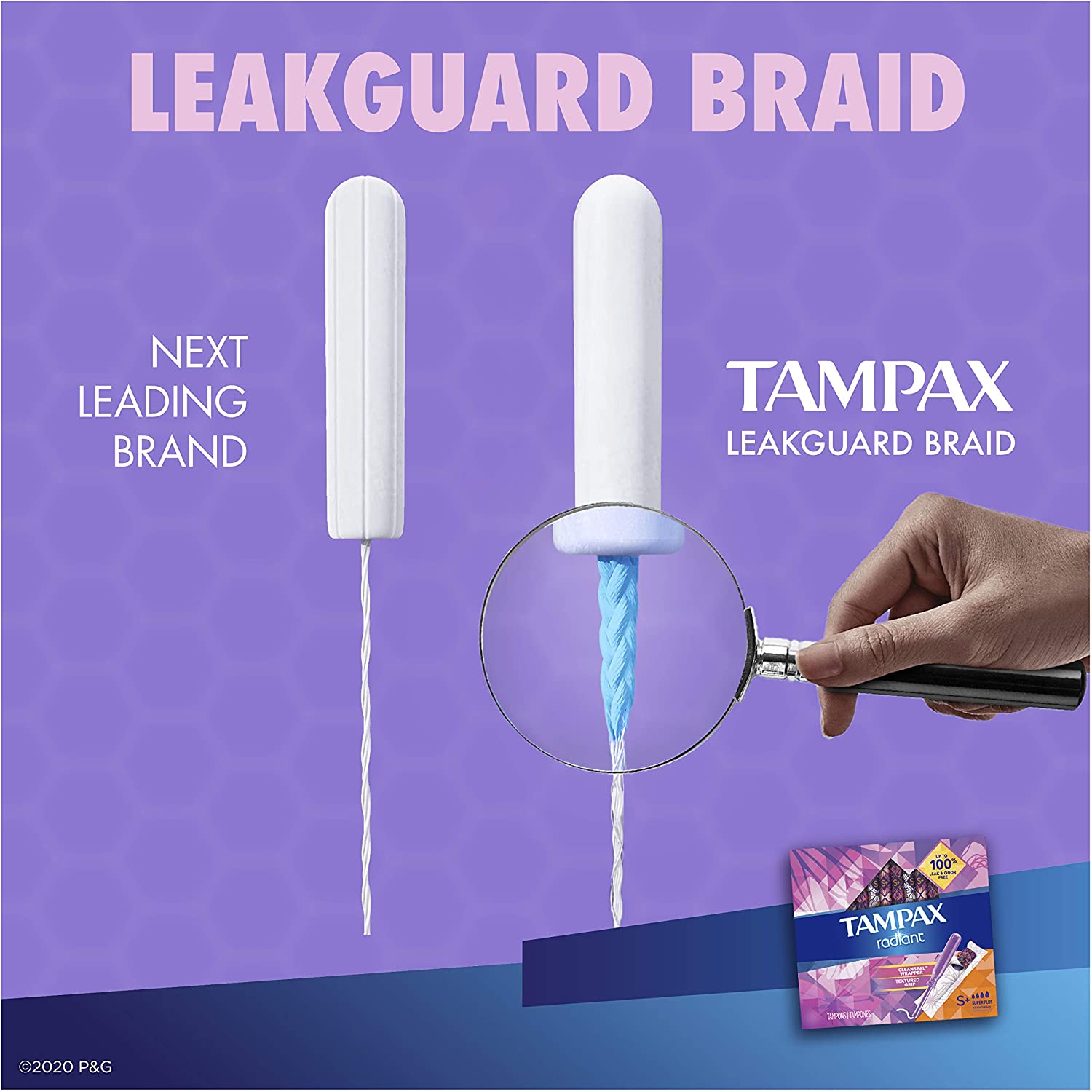 Tampax Radiant Super Plus Plastic Tampons, Unscented, 16 Count