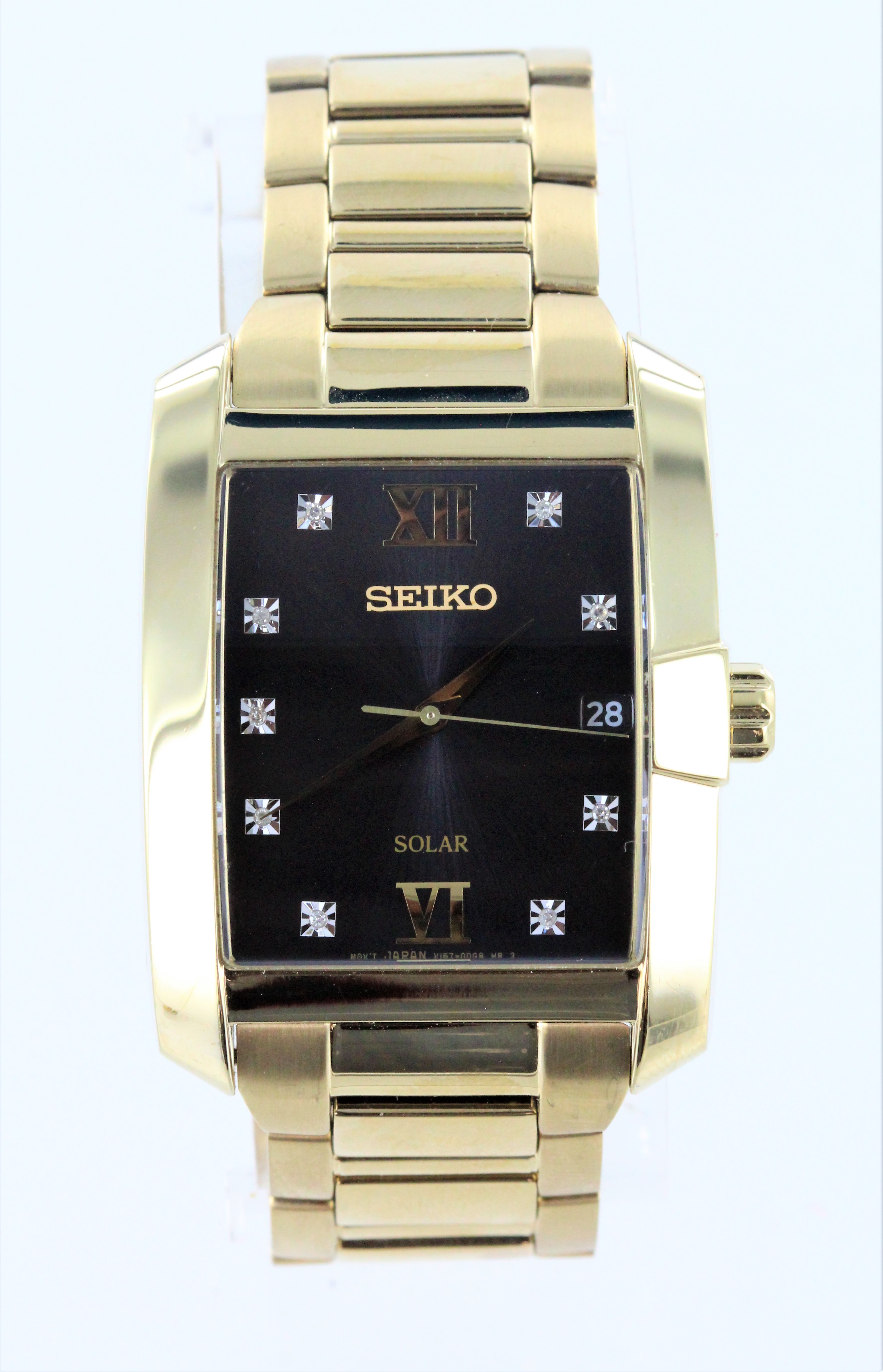 Seiko Men's Diamond Dial Solar Stainless Steel Watch SNE462