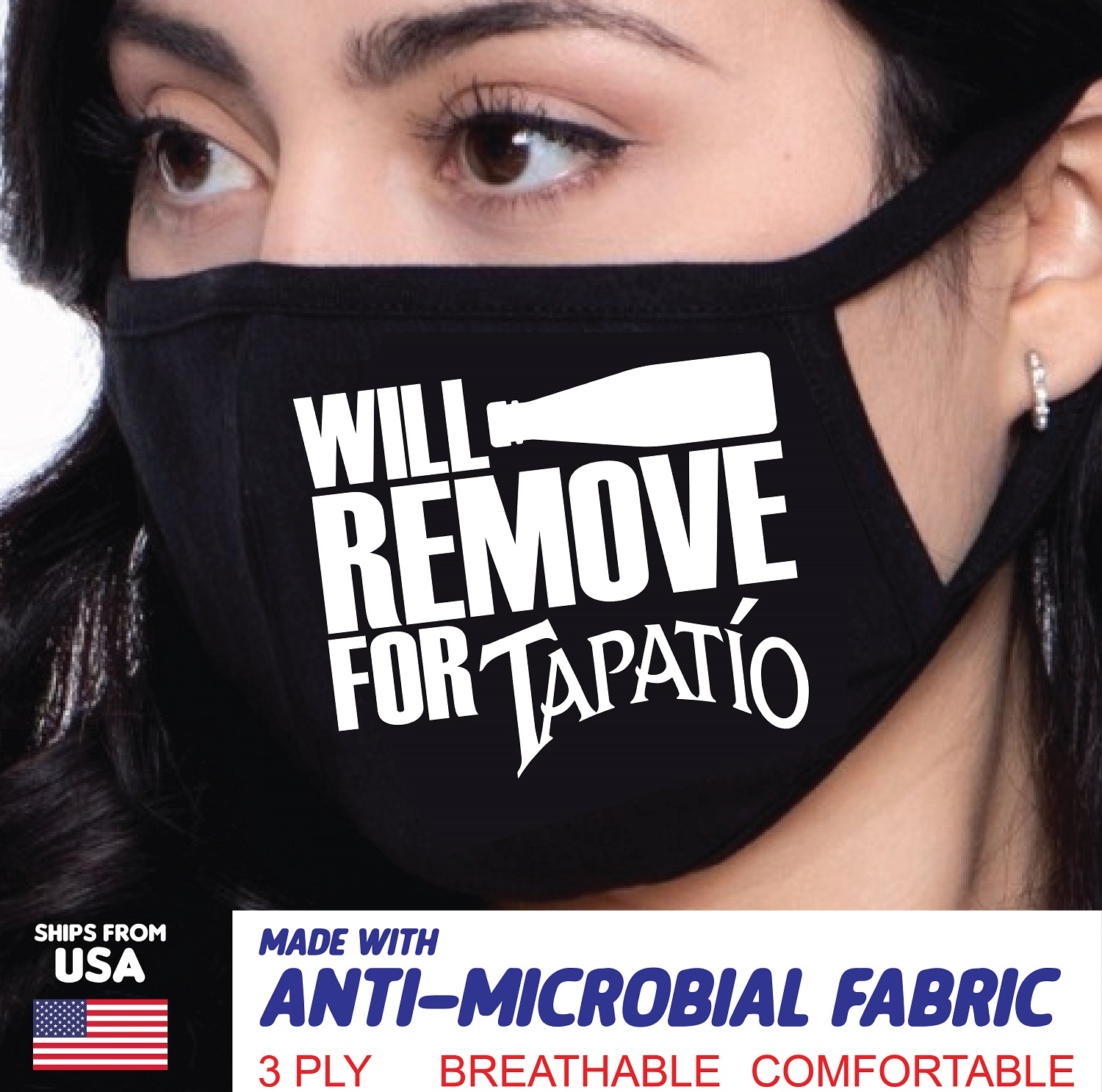 "Will Remove for Tapatio" AntiMicrobial Face Mask UV Resistant Antibacterial Antidroplet