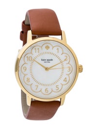 kate spade new york Women's 1YRU0835 Metro GoldTone Watch with Brown Leather Band