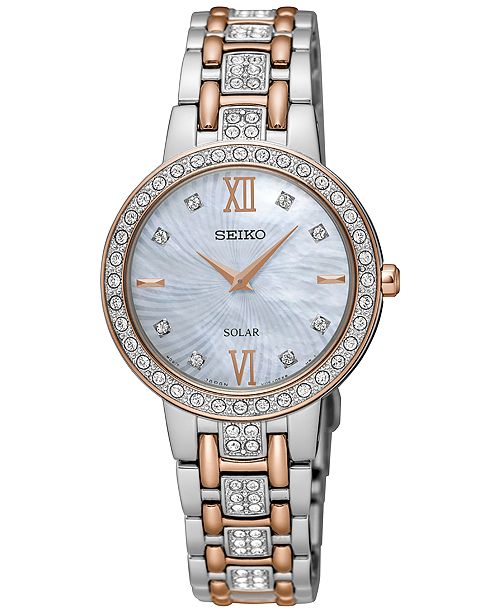 Seiko Women's Solar TwoTone Stainless Steel Bracelet Watch SUP362