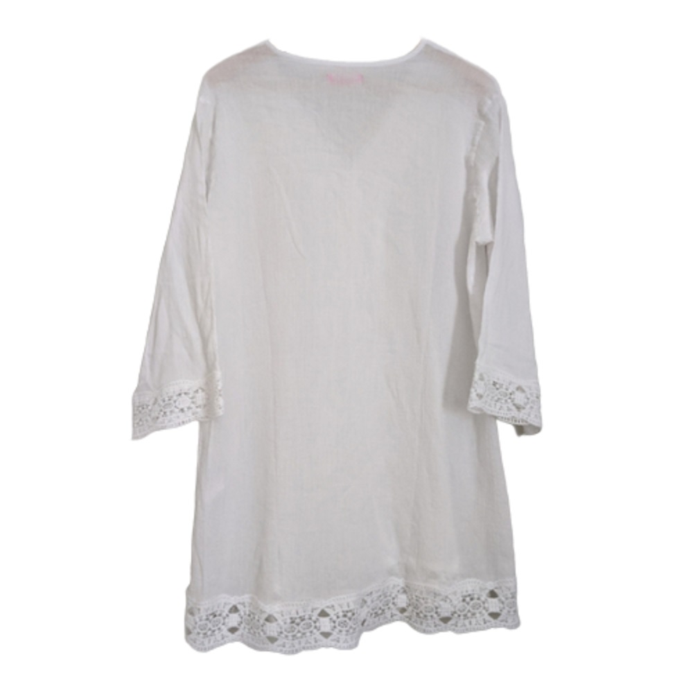 Isaac Mizrahi Womens Daisy Gauze Swimsuit Cover Up in White, Size Small