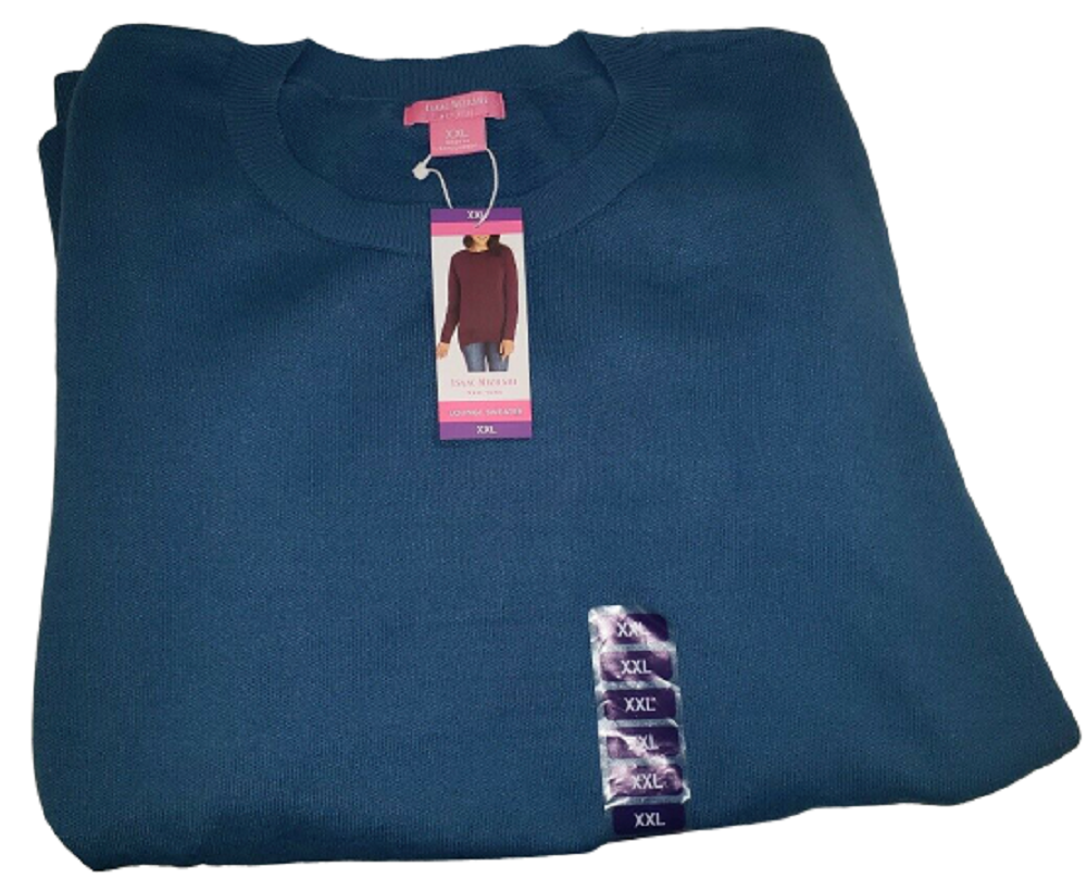 Isaac Mizrahi Women's Lounge Sweater in Denim Blue, size XXL