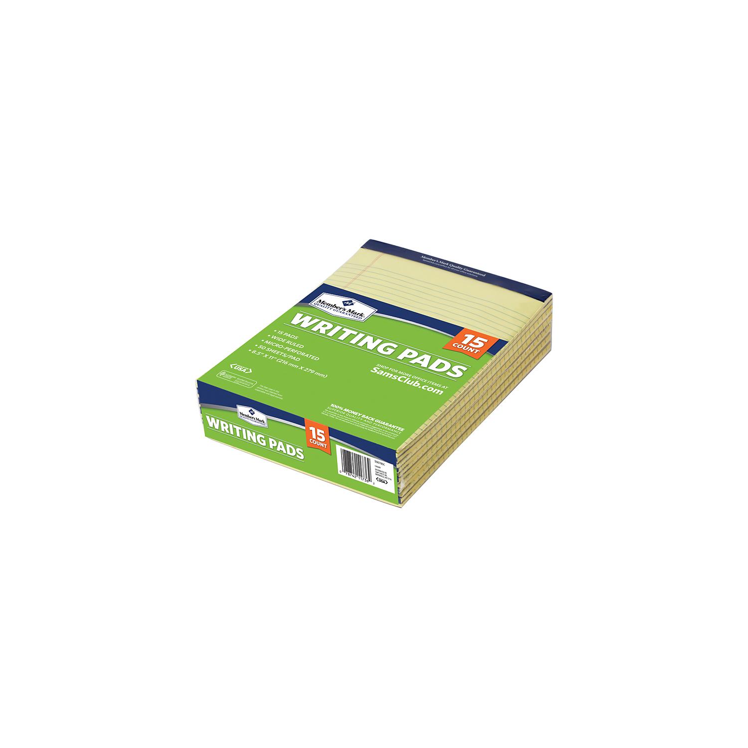 Member's Mark Perforated Writing Pad, 8.5 x 11, Canary, 15ct.