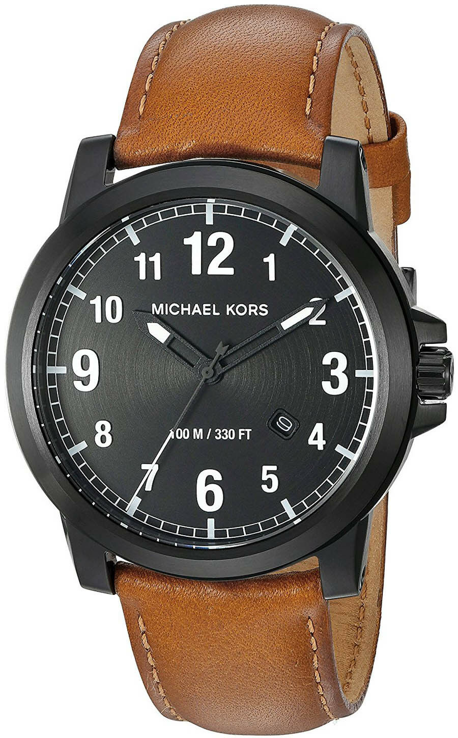 Michael Kors MK8502 Paxton Black Dial Brown Leather Strap Men's Watch