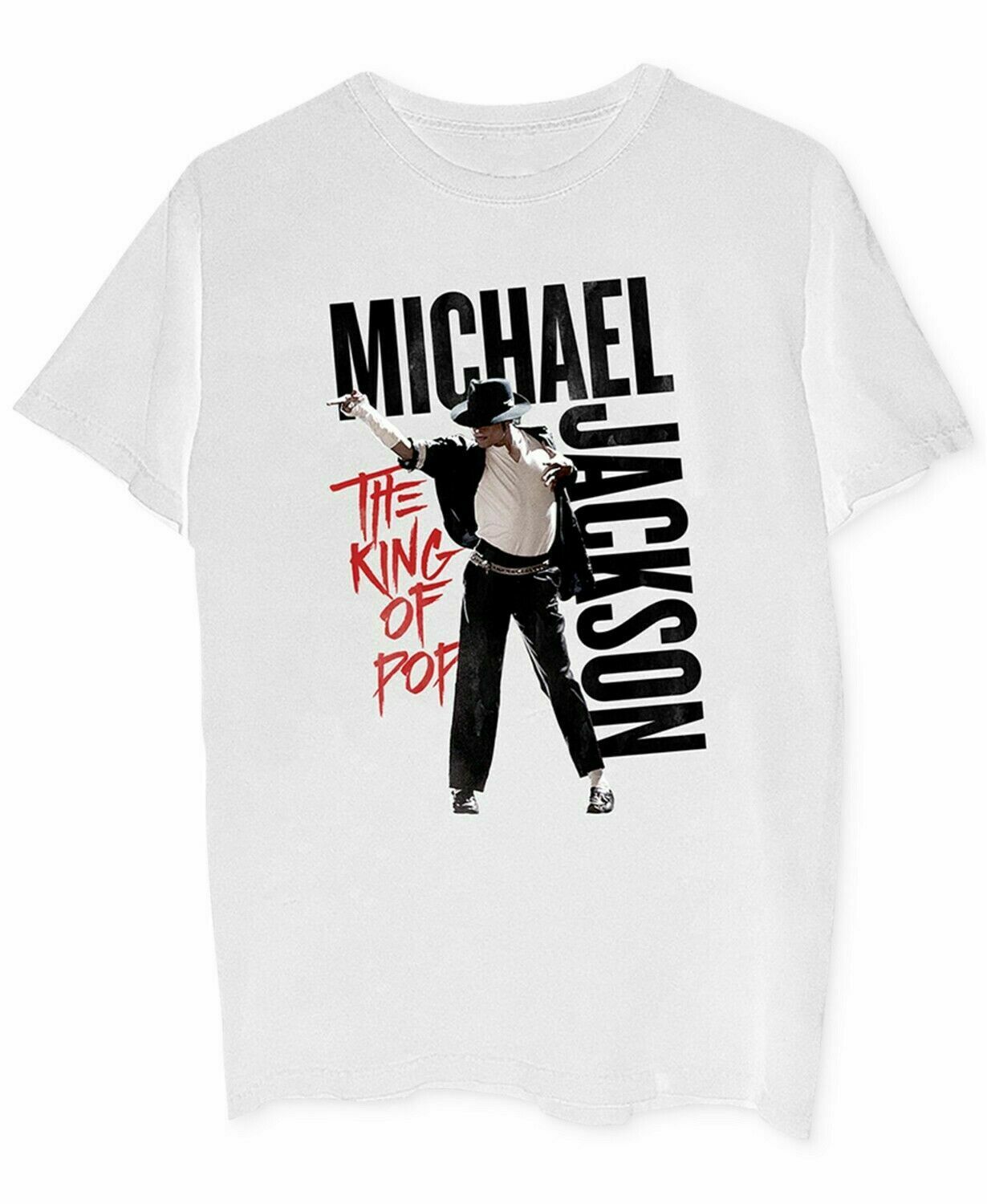 Merch Traffic Men's White Michael Jackson ShortSleeve Graphic TShirt, L