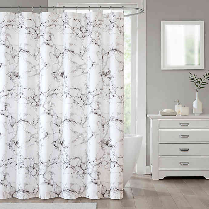 MARBLE 70Inch x 72Inch Shower Curtain in Silver