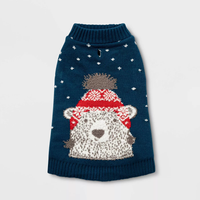 WONDERSHOP Polar Bear Holiday Dog and Cat Sweater in Blue, Small