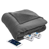 Serta Perfect Sleeper Bluetooth Wireless Heated Blanket in Grey (Queen)