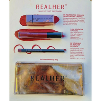 REALHER Lipstick "Makeup That Empowers" Kit in Deep Red + Makeup Bag