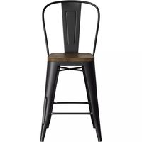 THRESHOLD Carlisle Wood Seat Backed Counter Stool in Matte Black