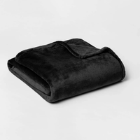 THRESHOLD Microplush Bed Blanket in Black, Full/Queen