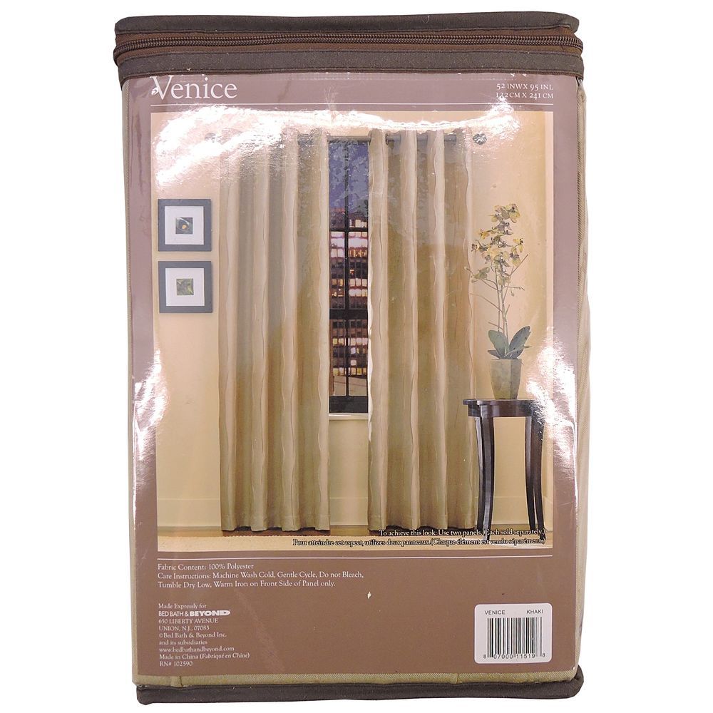 Venice 95 Inch Grommet Top Window Curtain Panel In Khaki