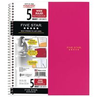 FIVE STAR TREND WIREBOUND, 5 SUBJECT, WIDE RULED, 10.5 X 8, 2 PK, ASSORTED COLOR