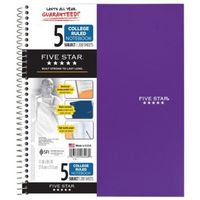 FIVE STAR 2PK WIREBOUND NOTEBOOK, 5 SUBJECT, COLLEGE RULED, ASSORTED COLOR