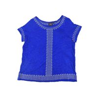 RAFAELLA SCOOP NECK EMBROIDERED SLUB TOP LAPIZ (SIZE XXL)