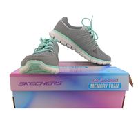 Skechers Womens Size 8.5 Synergy Look Book Fashion Sneaker Shoes, Grey/Mint,